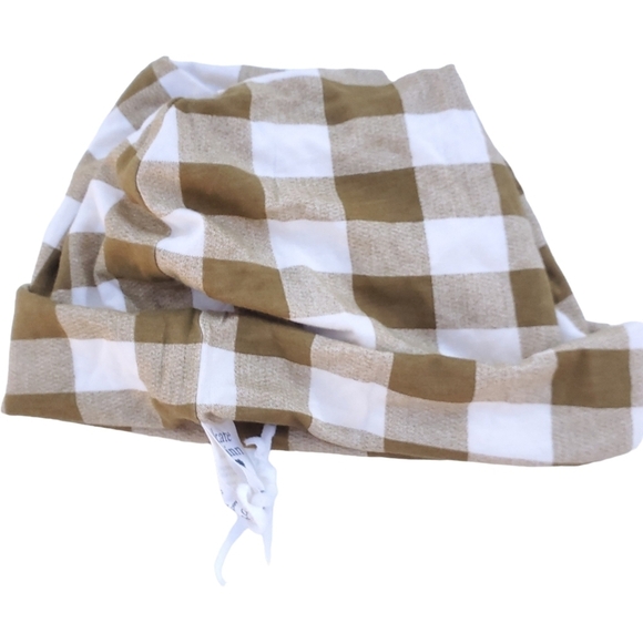 NWT Kate Quinn Slouchy Beanie Sack Hat Gingham Size Large Bamboo - Picture 2 of 6